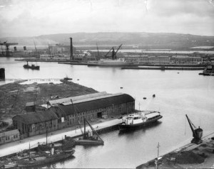 Vistes del port de Belfast, el 1937.